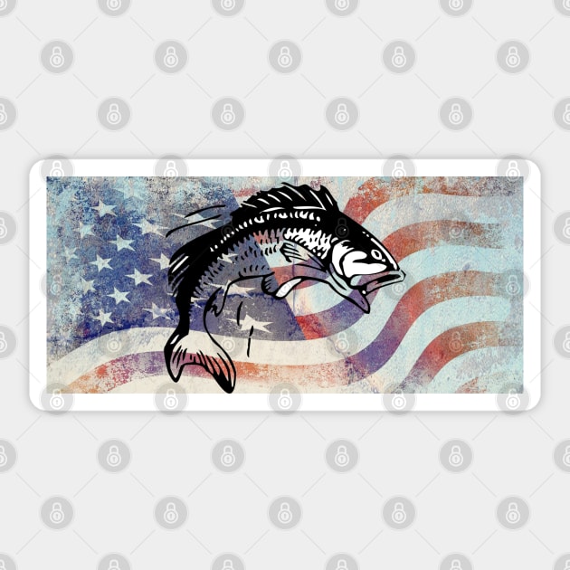 USA American Flag Patriotic Cool Graphic Distressed Design Hobby Gifts Fishing Sticker by tamdevo1